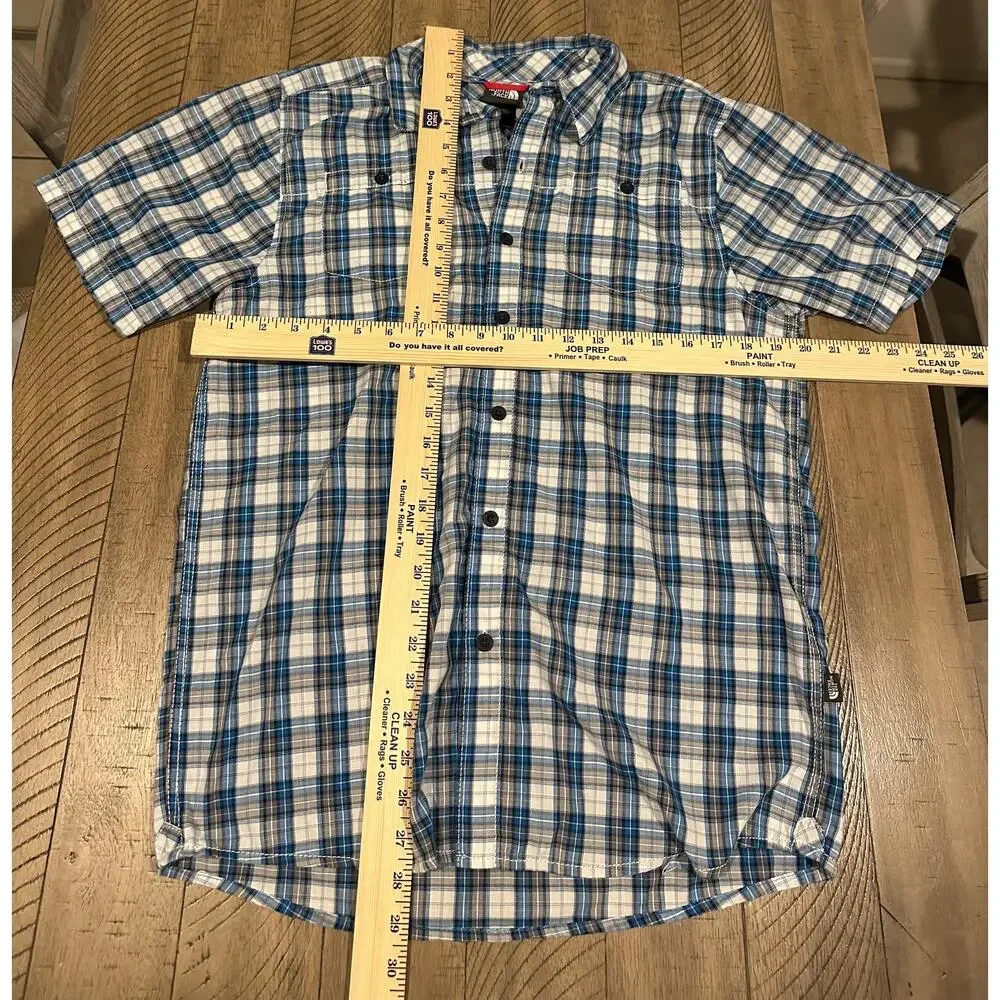 The North Face Men's Blue Plaid SS Button Down Casual Shirt Size Small S